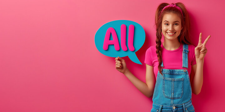 Speech bubble with All Ok text on it with solid colored copyspace