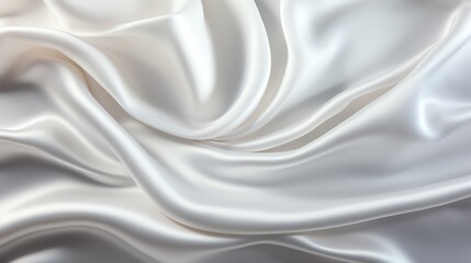 Fototapeta premium White satin fabric with soft wrinkles, smooth and silky texture, luxurious and elegant, topdown view