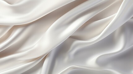 Obraz premium White satin fabric with soft wrinkles, smooth and silky texture, luxurious and elegant, topdown view