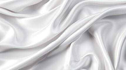 Obraz premium White silk fabric with soft wrinkles, smooth and shiny texture, elegant and luxurious, top view
