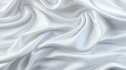 Fototapeta premium Wrinkled white satin material, soft folds, smooth texture, luxurious feel, topdown angle