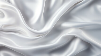 Obraz premium Crumpled white satin cloth, gentle folds, silky texture, luxurious feel, topdown perspective