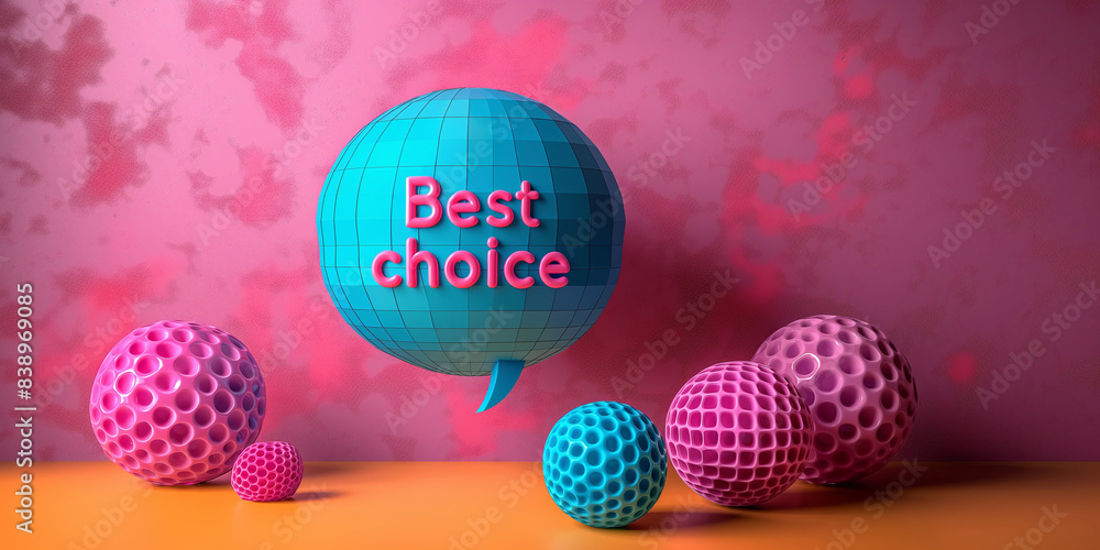 Poster speech bubble with best choice text on it with solid colored copy space