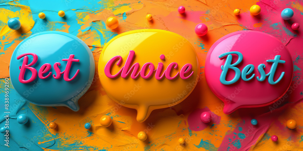 Poster speech bubble with best choice text on it with solid colored copy space