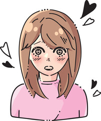 好きがあふれる女性のイラスト