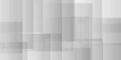 Abstract gray background with square and triangle shapes layered in modern abstract white transparent pattern design. White color technology concept seamless geometric line vector background.