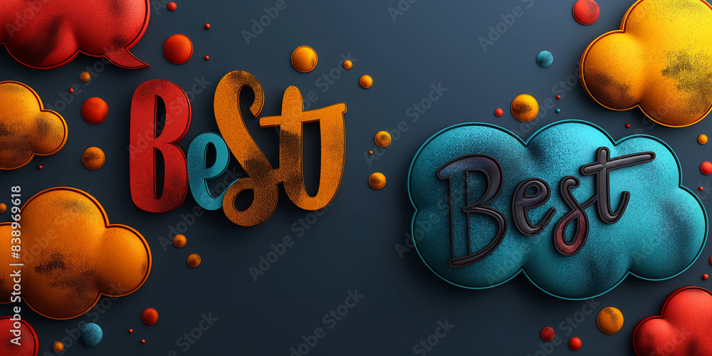 Poster speech bubble with best text on it with solid colored copy space