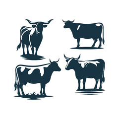 Cow silhouette Clip art isolated vector illustration on a white background