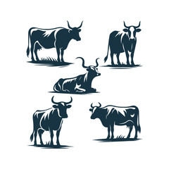 Cow silhouette Clip art isolated vector illustration on a white background