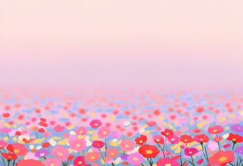 Flower field, background, No one, empty, Illustration. Generative AI.