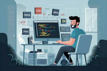 A man working on a computer