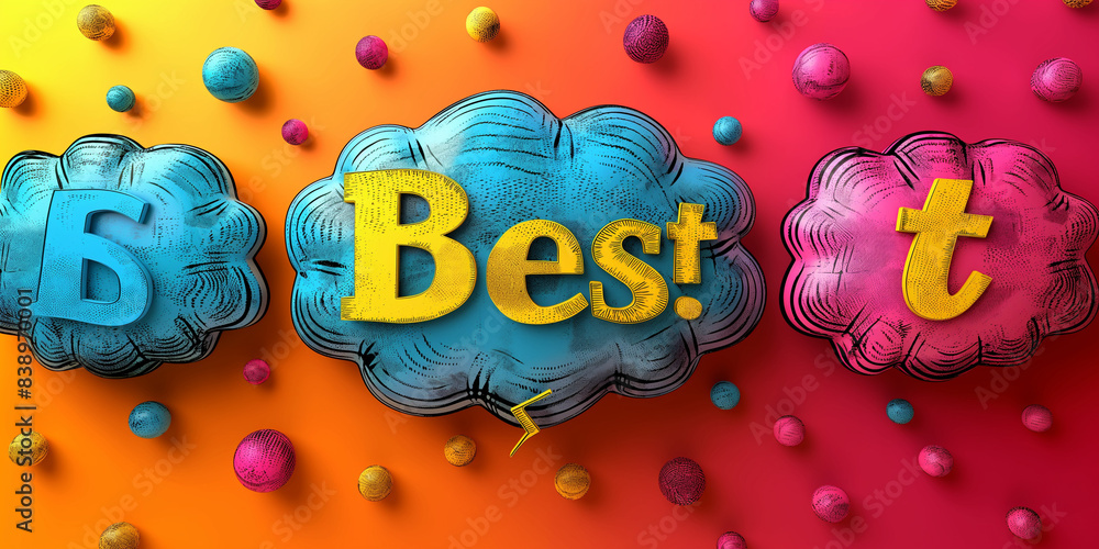 Poster speech bubble with best text on it with solid colored copy space