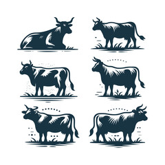 Cow silhouette Clip art isolated vector illustration on a white background