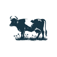 Cow silhouette Clip art isolated vector illustration on a white background