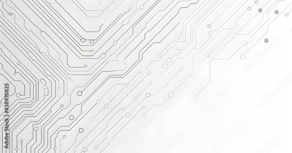 Aufkleber vector white background with grey circuit board lines, tech vector background for banner design