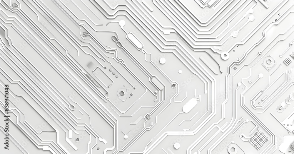 Poster vector white background with grey circuit board lines, tech vector background for banner design