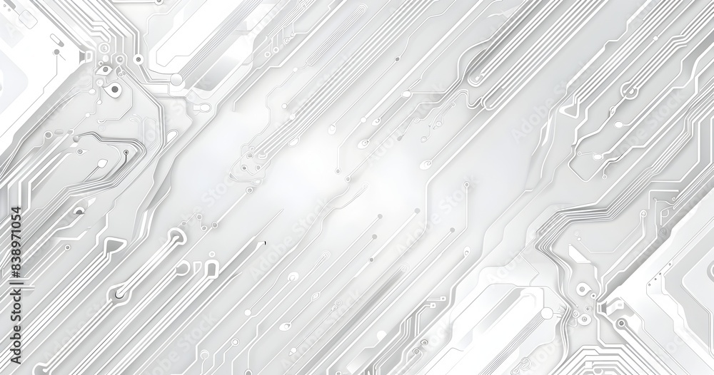 Aufkleber vector white background with grey circuit board lines, tech vector background for banner design