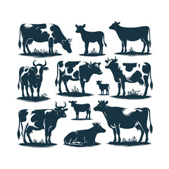 Cow silhouette Clip art isolated vector illustration on a white background