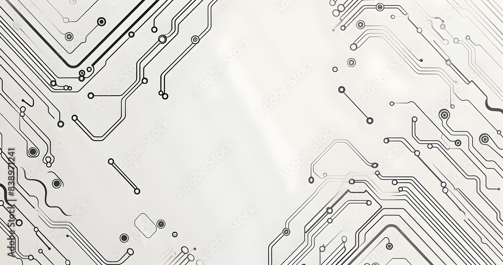 Poster vector white background with grey circuit board lines, tech vector background for banner design