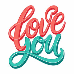 Love displayed in red and green on a simple white backdrop