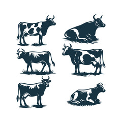 Cow silhouette Clip art isolated vector illustration on a white background