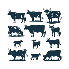 Cow silhouette Clip art isolated vector illustration on a white background