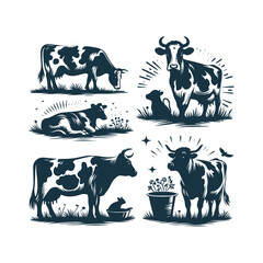 Cow silhouette Clip art isolated vector illustration on a white background © Roman
