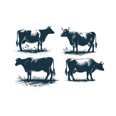 Cow silhouette Clip art isolated vector illustration on a white background