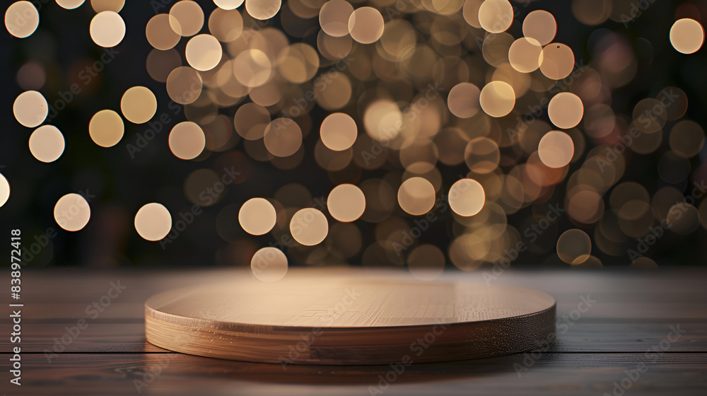 Poster empty dark wooden table in front of abstract blurred bokeh background of restaurant . can be used fo