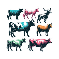 Cow silhouette Clip art isolated vector illustration on a white background