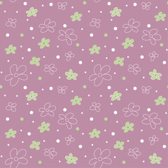 Fototapeta premium Meadow flowers seamless pattern. Flower seamless pattern. Simple floral texture. Small meadow plants. Summer botanical background. For fabric and texture