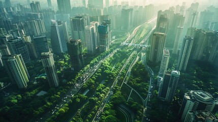 Ecological Environment Protection Promotion Natural Scenery Poster Background Materials, Urban Greenbelts, Green Plants
