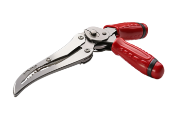 Crimson Grasp: A Tale of Two Pliers on a White or Clear Surface PNG Transparent Background..