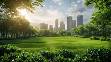 Ecological Environment Protection Promotion Natural Scenery Poster Background Materials, Urban Greenbelts, Green Plants
