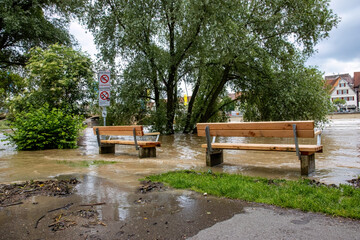Hochwasser in Nürtingen am Neckar