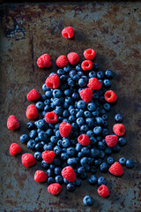 Blueberries and raspberries
