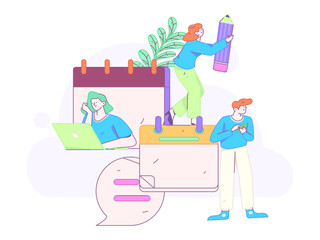 Check-in character flat vector concept operation hand-drawn illustration
