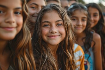 Fototapeta premium Happy children day: celebrating joy and innocence of childhood, honoring rights and well-being of children worldwide, promoting love, care, nurturing environments for their growth and development.