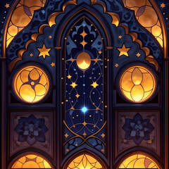 Fototapeta premium a islam mosque with stars and crescent moon