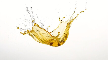 Yellow water splash isolated on white background