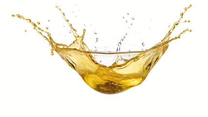 Yellow water splash isolated on white background