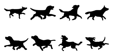 illustration or silhouette of a swimming dog