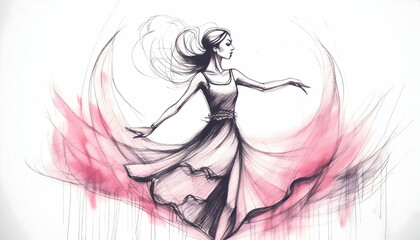 abstract colorful a woman stage performance on digital art concept, Generative AI.