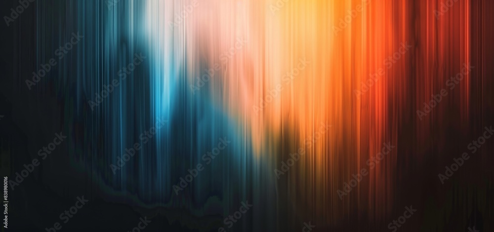 Poster An abstract glowing color wave design with a black dark backdrop with noise texture on a gradient blue pink yellow background