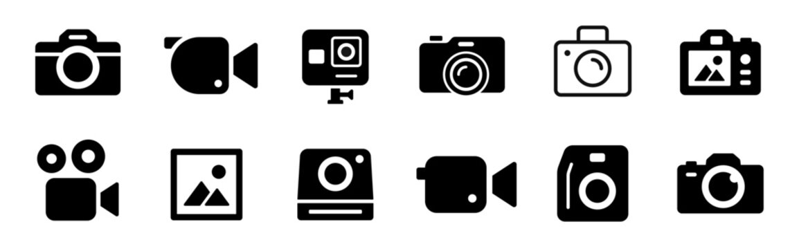 Camera icon. Photo and video camera symbol set. Vector