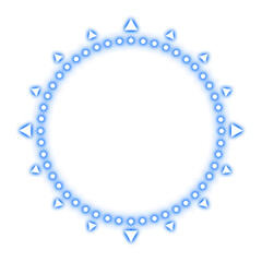 blue circle frame dot and triangle neon light