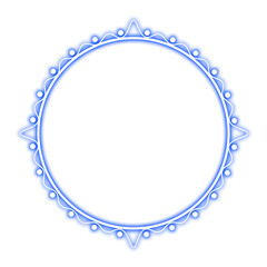 blue dot circle line frame and wave neon light