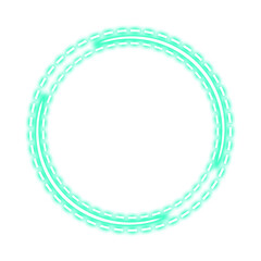 green mint stitch circle frame neon light