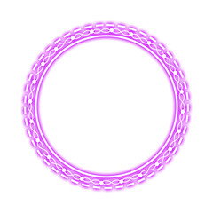 purple stitch circle frame dot and wave light neon