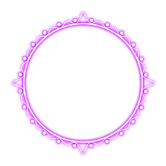 purple dot circle line frame and wave neon light